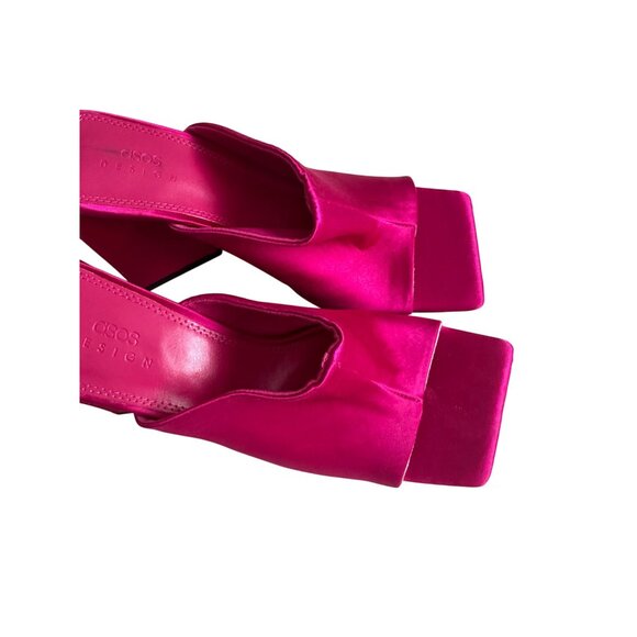 ASOS Design Pink Fabric Block Triangle Heels Sandals Size EU 36 / US 5 - Picture 13 of 14